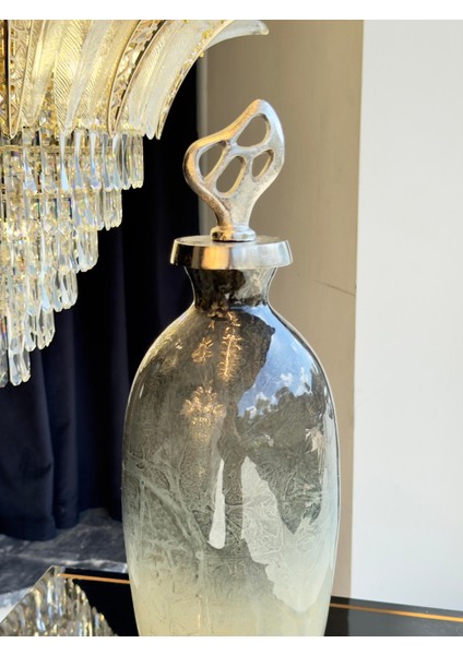 Opal Mist Gümüş Döküm Kapaklı Vazo Küçük Boy fırsatları