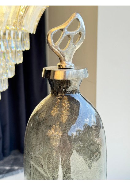 Opal Mist Gümüş Döküm Kapaklı Vazo Küçük Boy indirimleri