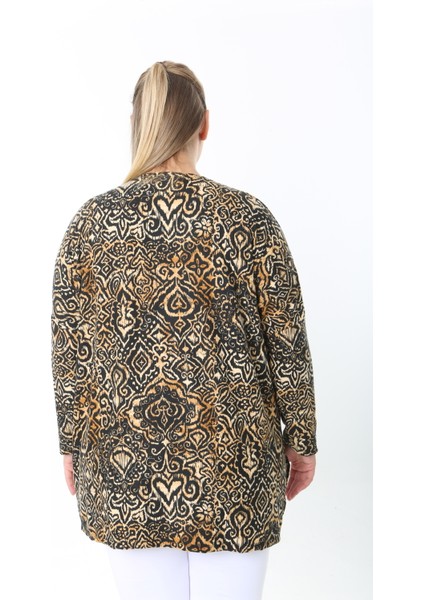 Yünlü Viskon Desenli Likralı Kadın Büyük Beden Tunik modelleri