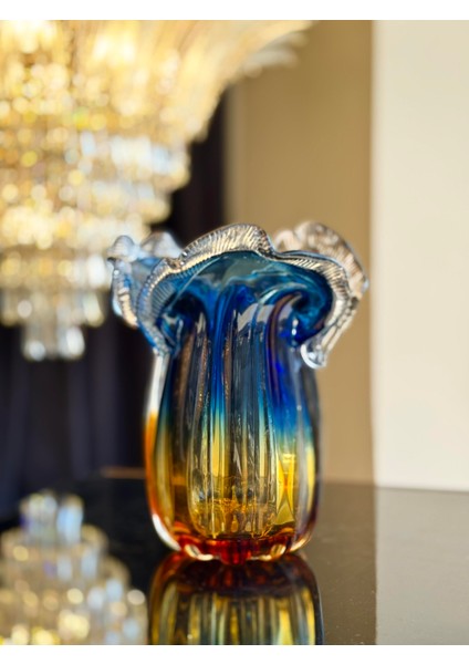 Amber & Mavi Elsa Cam Vazo Küçük Boy fiyatları