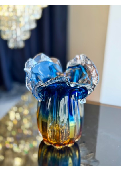 Amber & Mavi Elsa Cam Vazo Küçük Boy modelleri