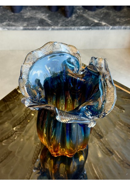 Amber & Mavi Elsa Cam Vazo Küçük Boy fırsatları