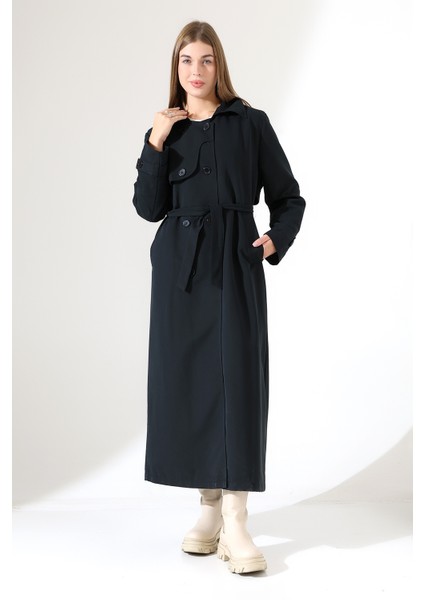 Amazon Keten Kumaş Uzun Boy Düğmeli Astarlı Yumuşak Dokulu Trenç Kot Siyah fırsatları