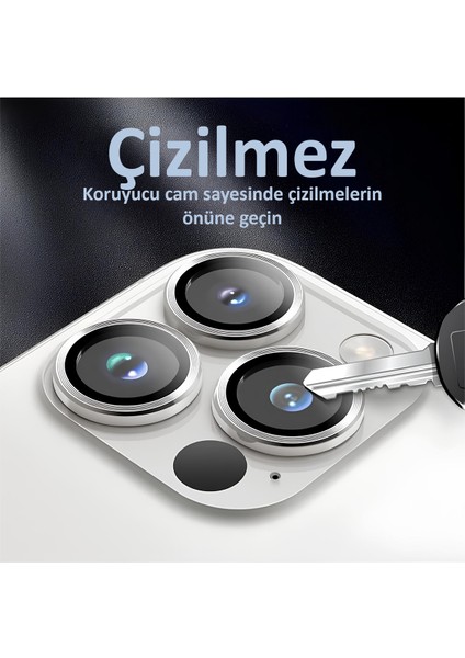 iPhone 15 Pro / 15 Pro Max Uyumlu Safir Lens Çizilmez Dayanıklı Kamera Koruyucu modelleri