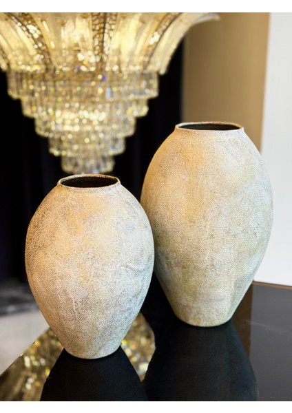 Seramik Dokulu Simli Vazo Seti modelleri