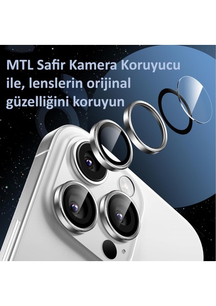 iPhone 16 Pro / 16 Pro Max Uyumlu Safir Lens Çizilmez Dayanıklı Kamera Koruyucu modelleri