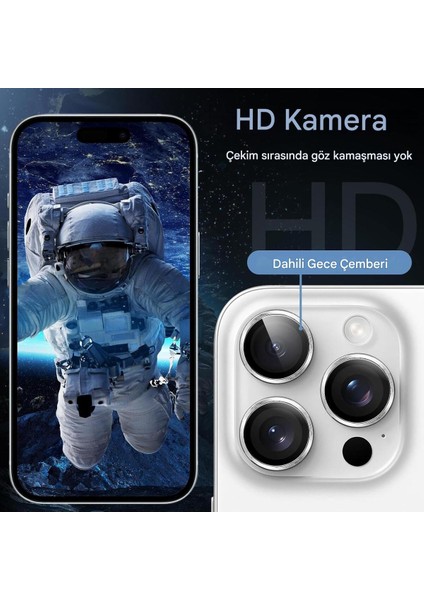 iPhone 16 Pro / 16 Pro Max Uyumlu Safir Lens Çizilmez Dayanıklı Kamera Koruyucu indirimleri