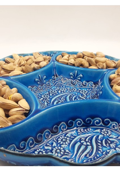 Rüzgargülü Model 6 Bölmeli El Yapımı Seramik Sunumluk | Çerezlik, Mezelik, Kahvaltılık Sunum Tabağı fiyatları