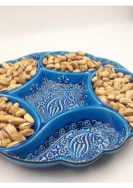 Rüzgargülü Model 6 Bölmeli El Yapımı Seramik Sunumluk | Çerezlik, Mezelik, Kahvaltılık Sunum Tabağı modelleri