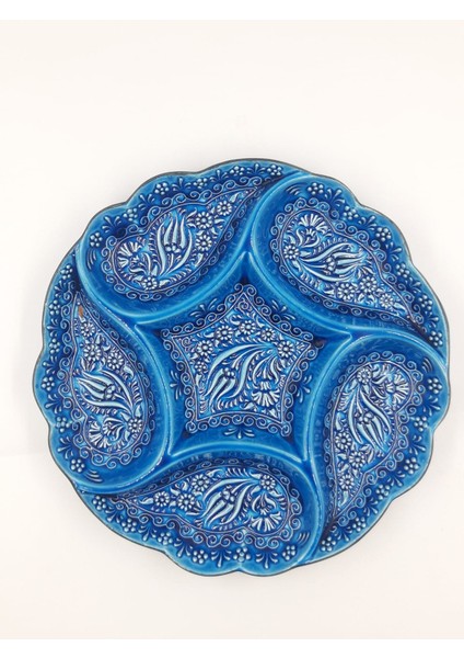 Rüzgargülü Model 6 Bölmeli El Yapımı Seramik Sunumluk | Çerezlik, Mezelik, Kahvaltılık Sunum Tabağı fırsatları