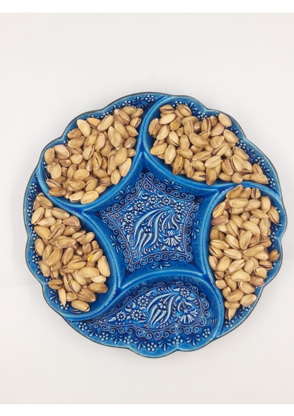 Rüzgargülü Model 6 Bölmeli El Yapımı Seramik Sunumluk | Çerezlik, Mezelik, Kahvaltılık Sunum Tabağı indirimleri