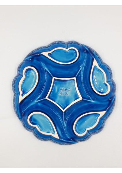 Rüzgargülü Model 6 Bölmeli El Yapımı Seramik Sunumluk | Çerezlik, Mezelik, Kahvaltılık Sunum Tabağı