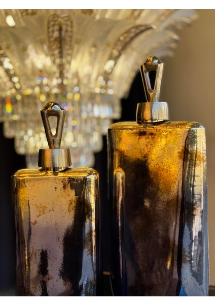 Gold & Siyah Döküm Kapaklı Cam Küp Seti modelleri