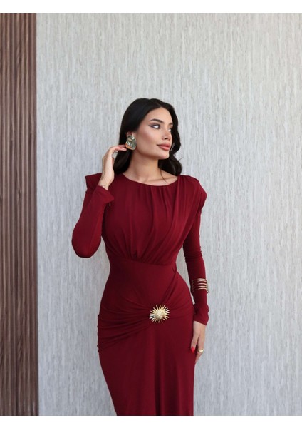 Güneş Toka Vatkalı Uzun Kol Elbise modelleri