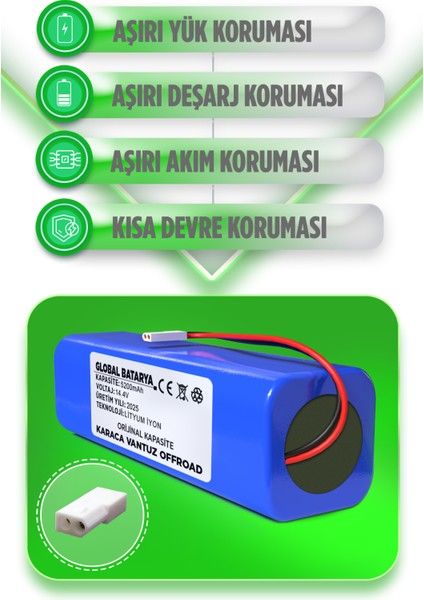 Karaca Vantuz Offroad Uyumlu Robot Süpürge Bataryası 14.4V 5200MAH Li-Ion Pil (Orijinal Kapasite) fiyatları