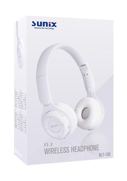 120 Saat Bekleme Süreli V5.0 Kulak Üstü Bluetooth Kulaklık Beyaz BLT-150 fiyatları