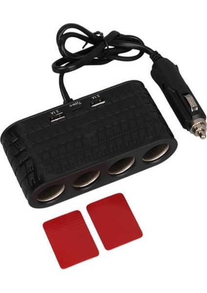 1654 12-24V Çift USB - Type-C 120W 80CM Kablolu 4'lü Araç Çakmak Çoklayıcı indirimleri