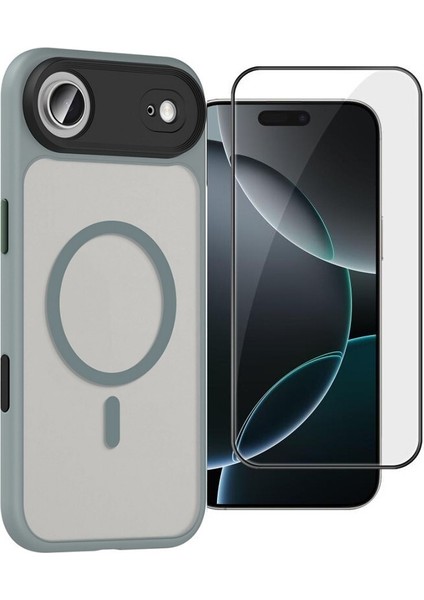 iPhone 17 Air Kılıf Flet Mat Manyetik Şarj Kapak + Tam Kapatan Ekran Koruyucu