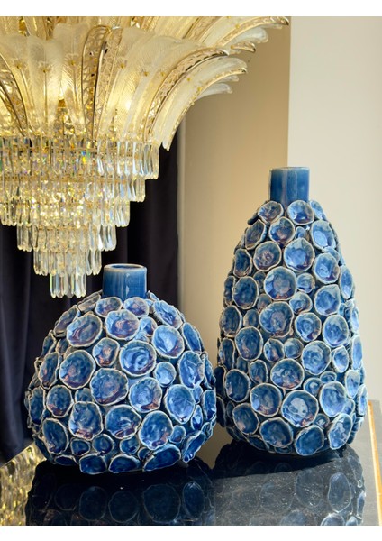 Mavi Mercan Seramik Vazo Seti fiyatları