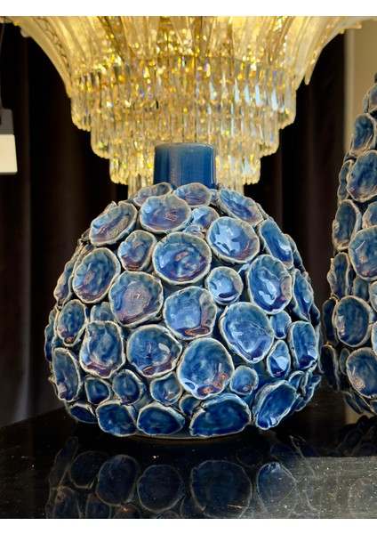 Mavi Mercan Seramik Vazo Seti modelleri