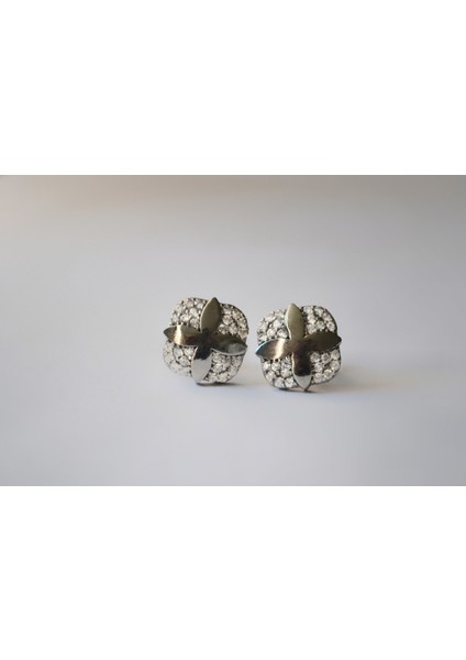 925 Ayar Gümüş Küpe Kare Çiçek