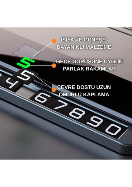 Metal Ultra Şık Araç Içi Geçici Park Numaratörü, Gizlenebilir, Manyetik ve Fosforlu Numaratör modelleri