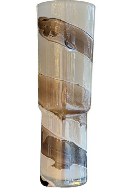 Karamel Şeritli Hendon Cam Vazo Büyük Boy