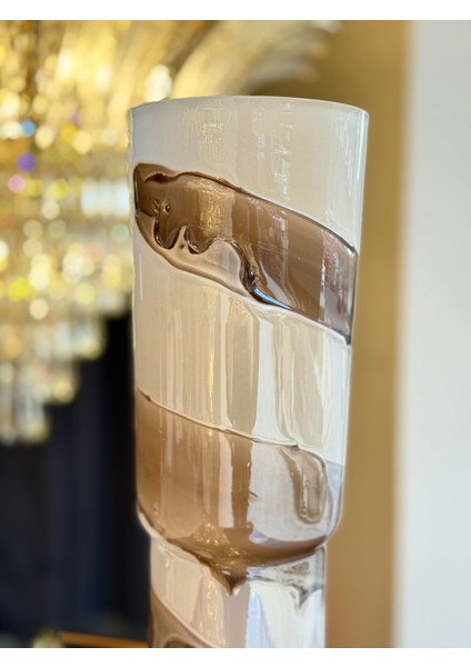 Karamel Şeritli Hendon Cam Vazo Büyük Boy fırsatları