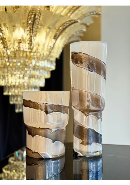 Karamel Şeritli Hendon Cam Vazo Büyük Boy indirimleri