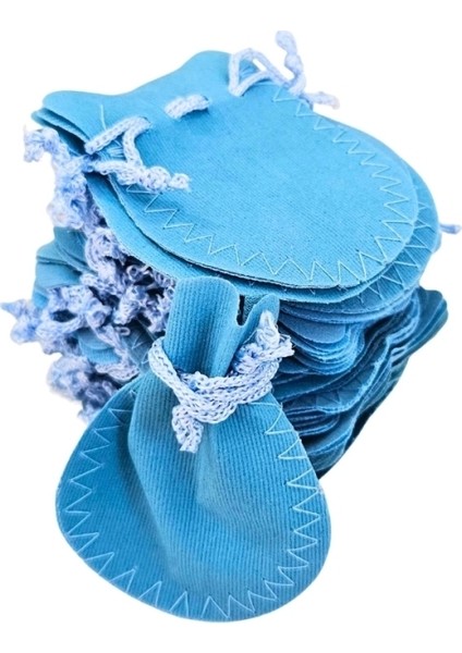 Kadife Kese Açık Mavi 50 Adet 6x8 Boy Takı, Altın Kesesi (Ipli & Büzgülü) modelleri