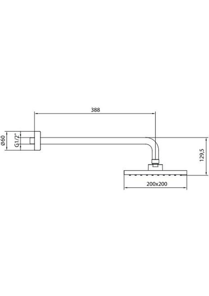 Ar Dicle Tepe Duş Başlığı (200X200 Mm) Duvardan Borulu (L=388 Mm) 102145084 fiyatları