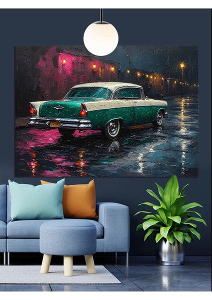 Yeşil Klasik Araba Dekoratif Kanvas - Mdf Ahşap Tablo indirimleri