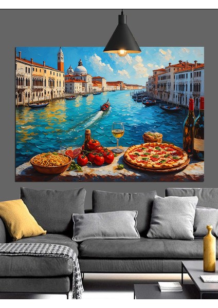 Pizza Venice Manzarası Dekoratif Kanvas - Mdf Ahşap Tablo
