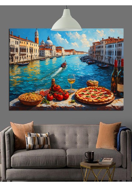 Pizza Venice Manzarası Dekoratif Kanvas - Mdf Ahşap Tablo fiyatları