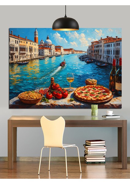 Pizza Venice Manzarası Dekoratif Kanvas - Mdf Ahşap Tablo modelleri
