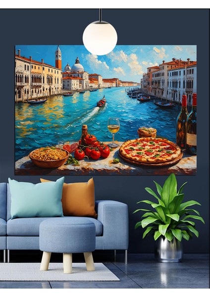 Pizza Venice Manzarası Dekoratif Kanvas - Mdf Ahşap Tablo fırsatları