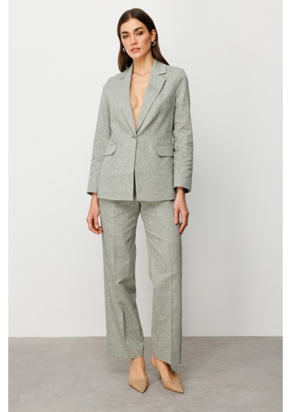 Kadın Bol Paça Yüksek Bel Pantolon 4046 Oliv