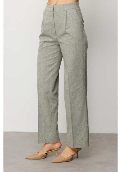 Kadın Bol Paça Yüksek Bel Pantolon 4046 Oliv modelleri