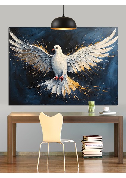 Kanat Çırpan Beyaz Güvercin Dekoratif Kanvas - Mdf Ahşap Tablo fiyatları
