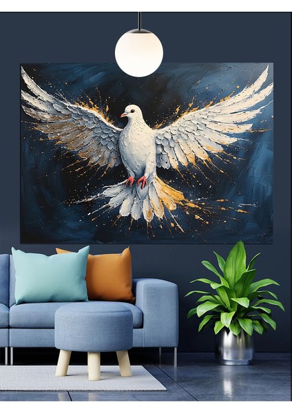 Kanat Çırpan Beyaz Güvercin Dekoratif Kanvas - Mdf Ahşap Tablo modelleri