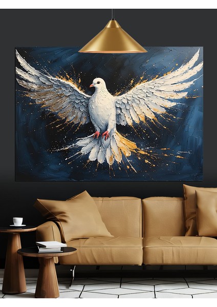 Kanat Çırpan Beyaz Güvercin Dekoratif Kanvas - Mdf Ahşap Tablo fırsatları