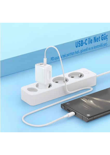 Hızlı Şarj Aleti 33W Type-C Kablo Beyaz Android / iPhone / Tablet fiyatları