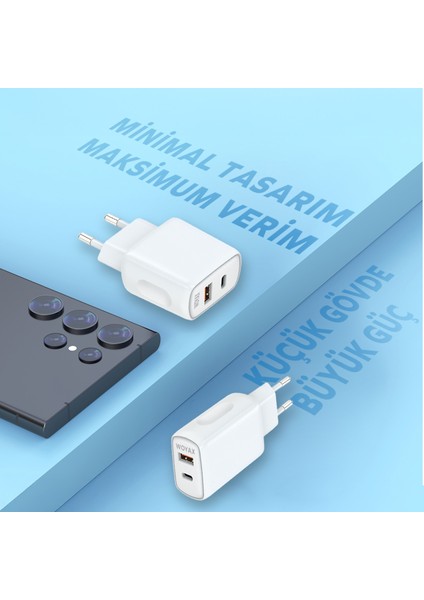 Hızlı Şarj Aleti 33W Type-C Kablo Beyaz Android / iPhone / Tablet modelleri