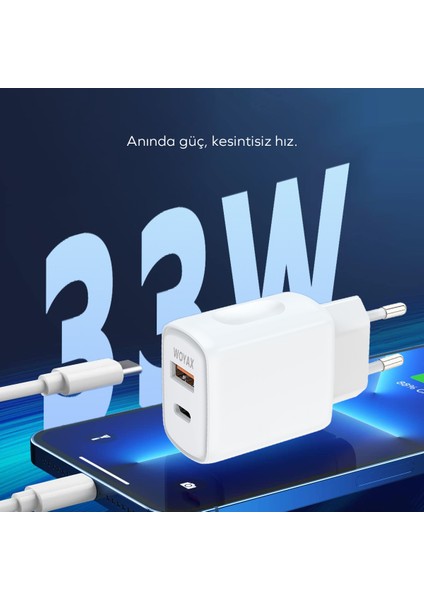 Hızlı Şarj Aleti 33W Type-C Kablo Beyaz Android / iPhone / Tablet fırsatları