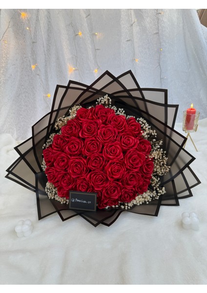 Gerçek Görünümlü Yapay Kız Isteme Çiçegi Yapay Buket 30’lu Cipsolu Solmayan Gül Buketi