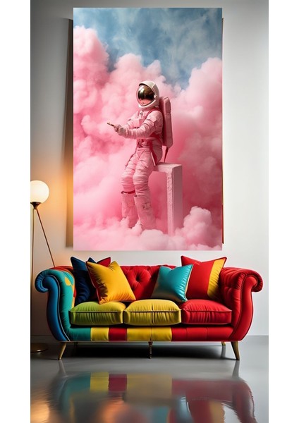 Pembeyi Seven Astronot V1 Ev Duvar Salon Güzellik Salonu Ofis Dükkan Dekarasyon Kanvas Tablo