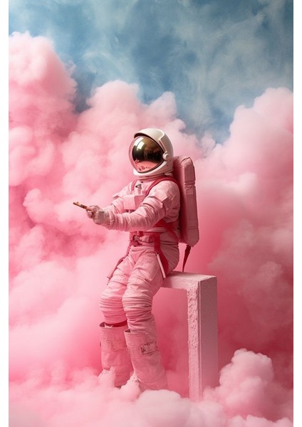 Pembeyi Seven Astronot V1 Ev Duvar Salon Güzellik Salonu Ofis Dükkan Dekarasyon Kanvas Tablo fiyatları