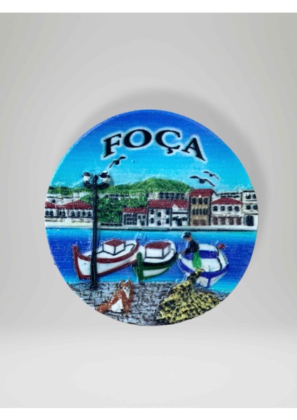 Foça Temalı Kabartmalı Polyester Magnet Buzdolabı Süsü