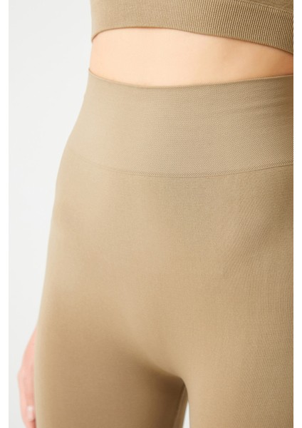 Haki Yüksek Bel Dikişsiz Toparlayıcı Kısa Spor Tayt Seamless Biker indirimleri