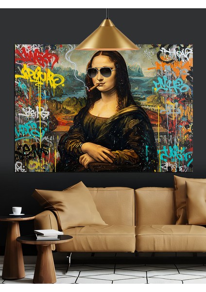 Grafiti Mona Lisa Dekoratif Kanvas - Mdf Ahşap Tablo indirimleri